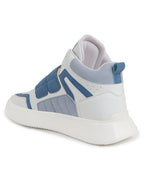 Shop Men Blue Colorblocked High Top Velcro Adjustable Classic Sneakers|Memory Cushion Insole|Street Fashion Hi-Top Sneakers Online.
