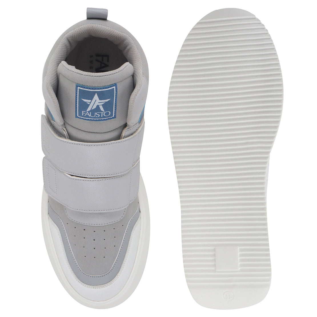 Shop Men Grey Colorblocked High Top Velcro Adjustable Classic Sneakers