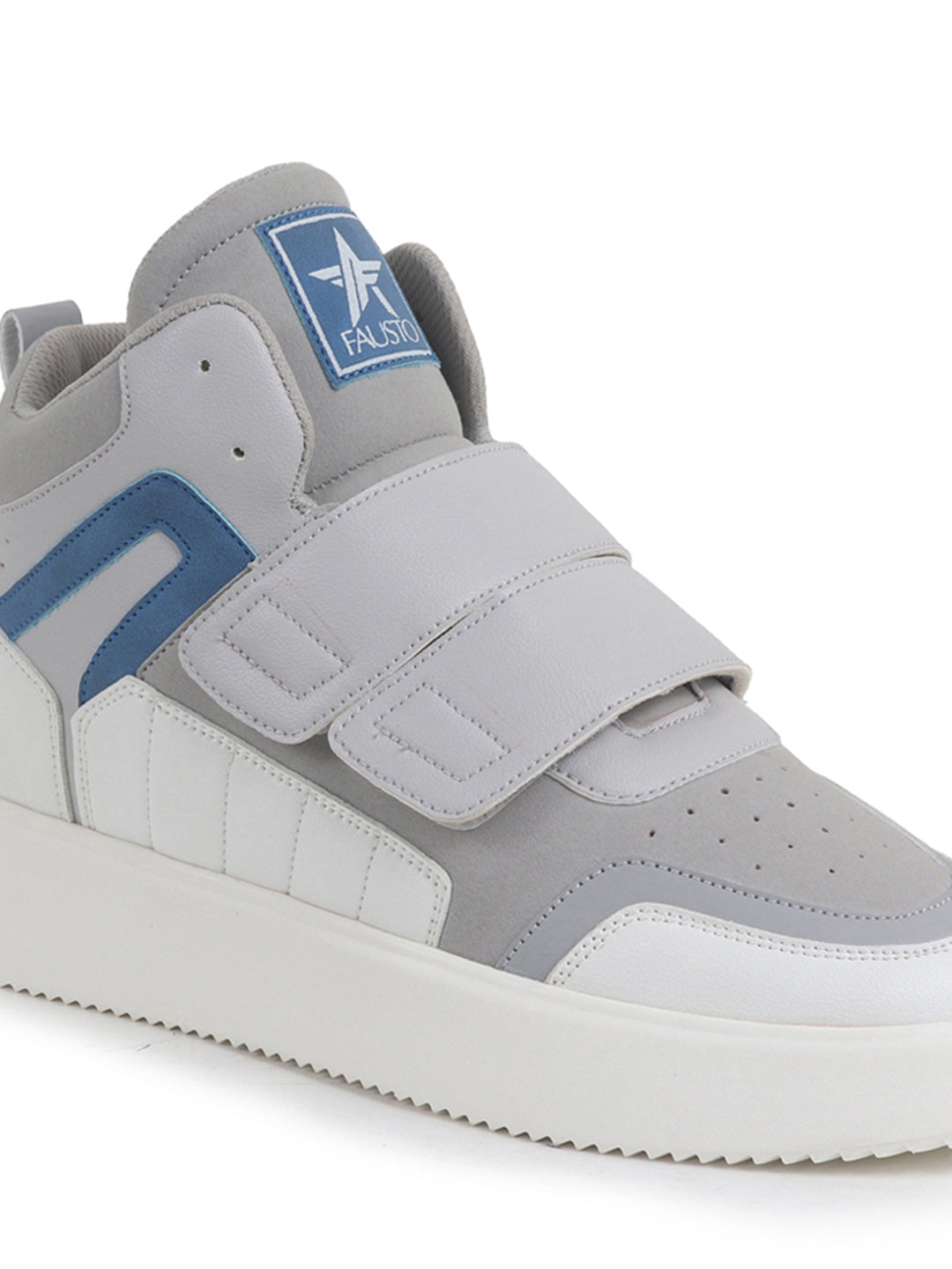 Shop Men Grey Colorblocked High Top Velcro Adjustable Classic Sneakers