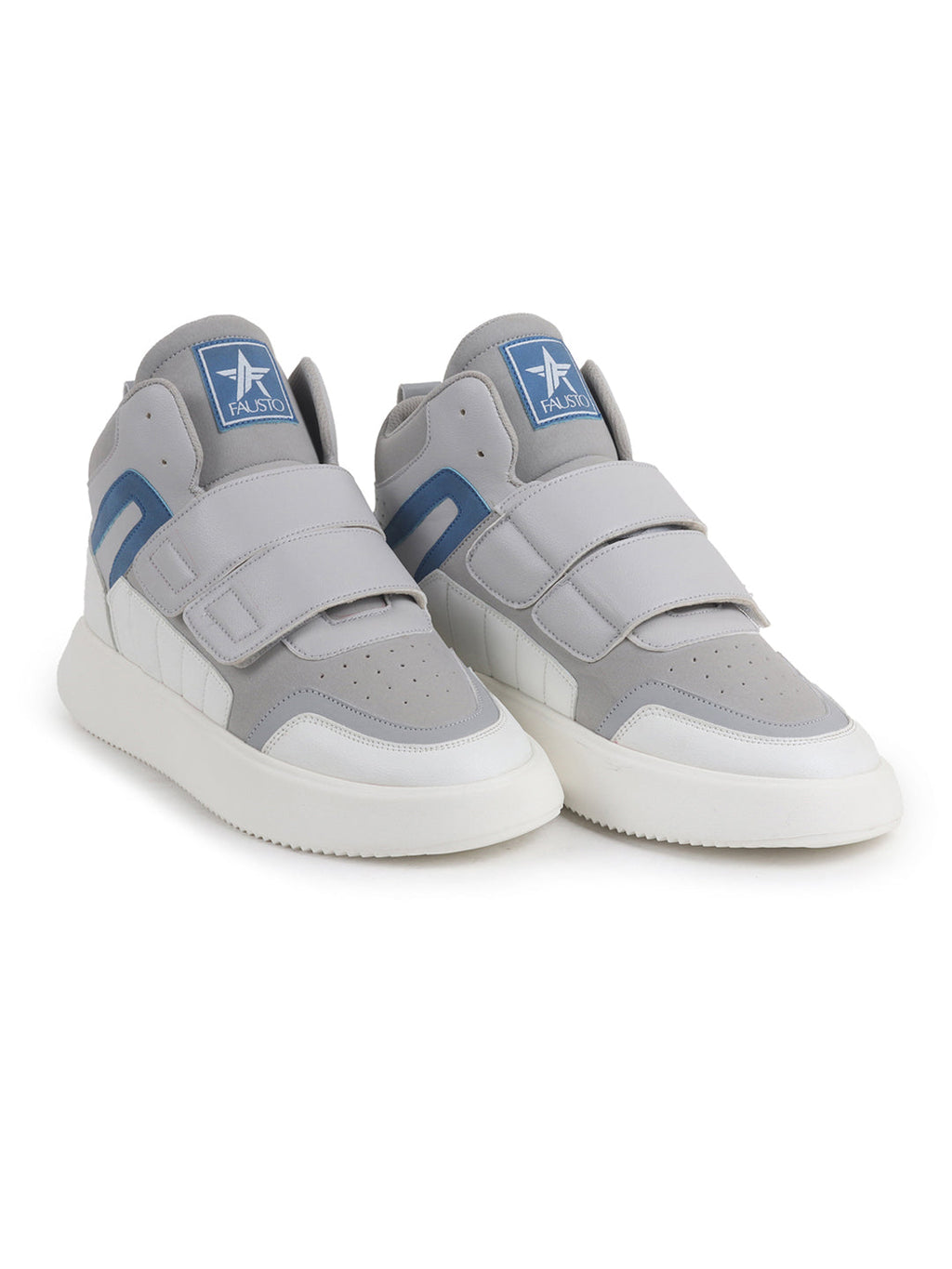 Shop Men Grey Colorblocked High Top Velcro Adjustable Classic Sneakers