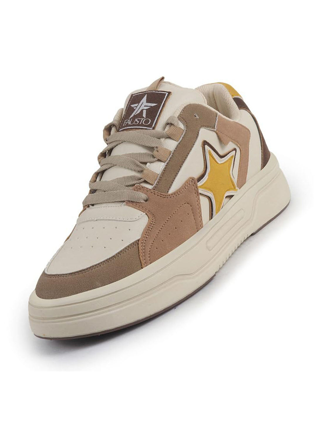 Shop Men's Beige Mid Top Breathable Lace-Up Casual Sneaker – FAUSTO.in