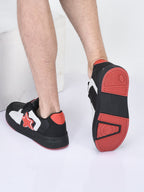 men black colorblocked mid top breathable lace-up sneaker shoes|memory cushion casual shoes|chunky streetwear fashion sneakers