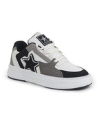 men white colorblocked mid top breathable lace-up sneaker shoes|memory cushion casual shoes|chunky streetwear fashion sneakers