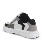 men white colorblocked mid top breathable lace-up sneaker shoes|memory cushion casual shoes|chunky streetwear fashion sneakers