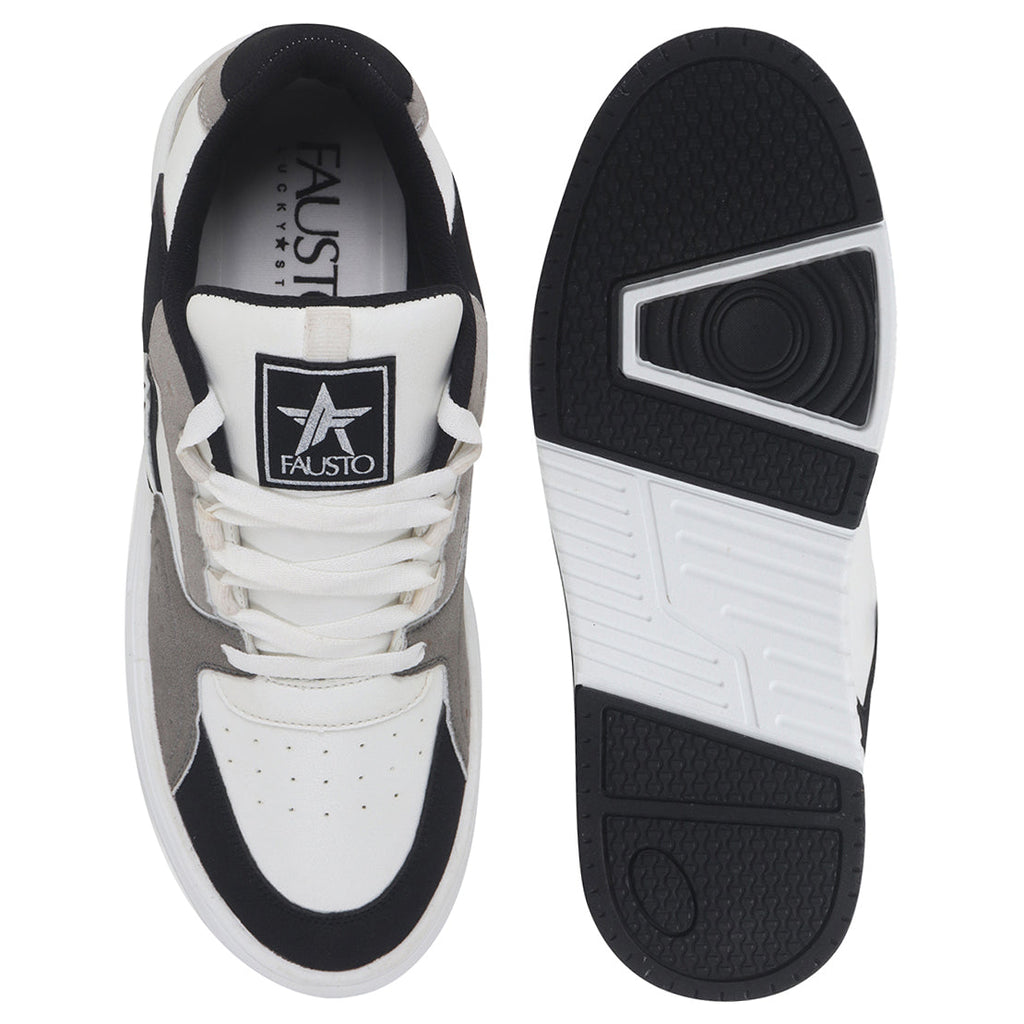 men white colorblocked mid top breathable lace-up sneaker shoes|memory cushion casual shoes|chunky streetwear fashion sneakers