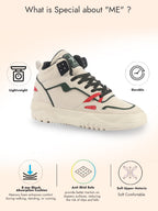 Men Beige Colorblocked High Top Feather Lite Lace Up Sneakers|High Ankle Sneaker Shoes|Chunky Lace Up Casual Shoes