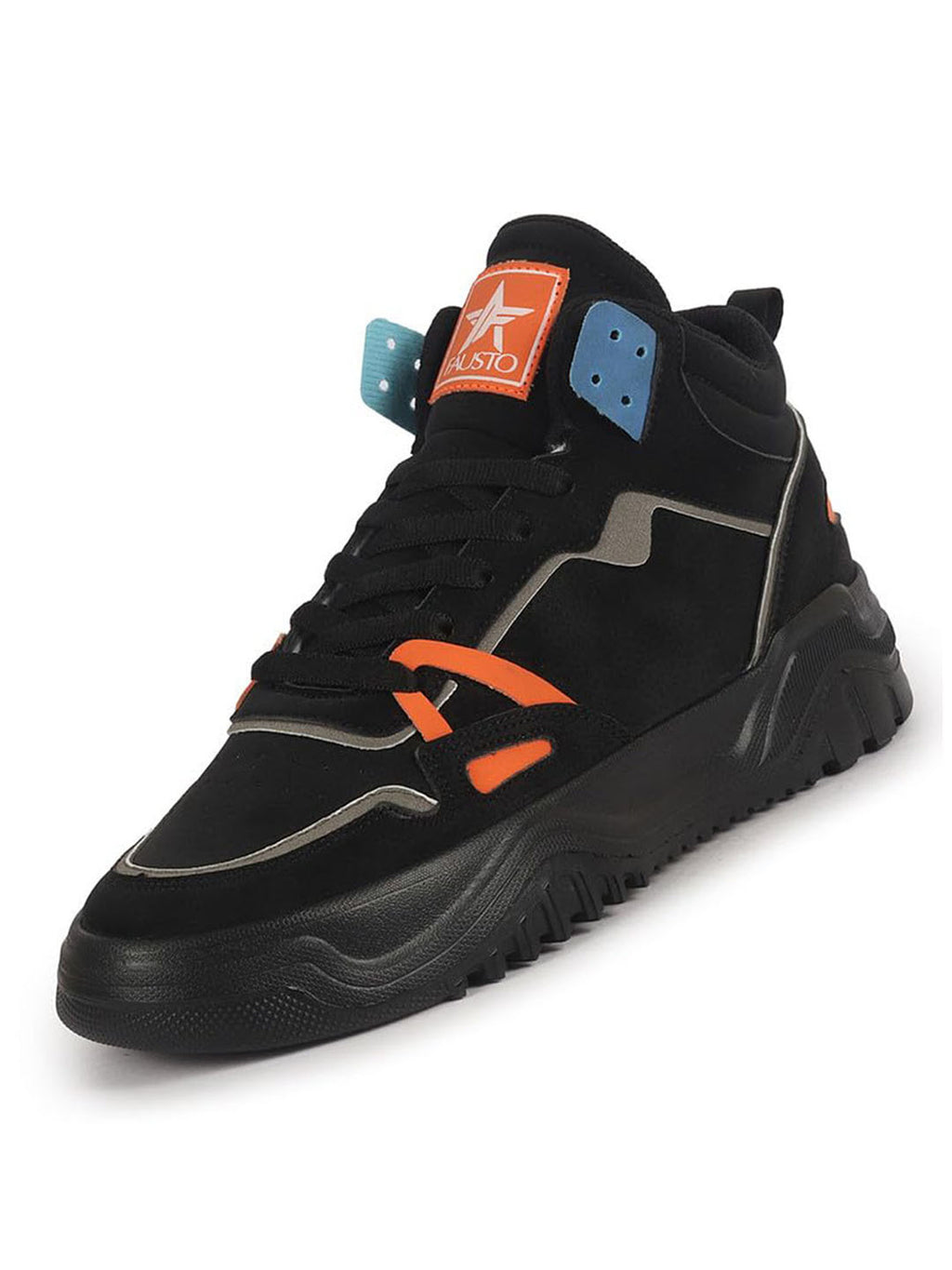 men black colorblocked high top feather lite lace up sneakers