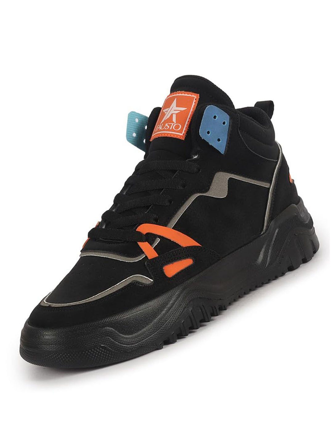 men black colorblocked high top feather lite lace up sneakers