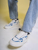 Men Blue Colorblocked High Top Feather Lite Lace Up Sneakers|High Ankle Sneaker Shoes|Chunky Lace Up Casual Shoes