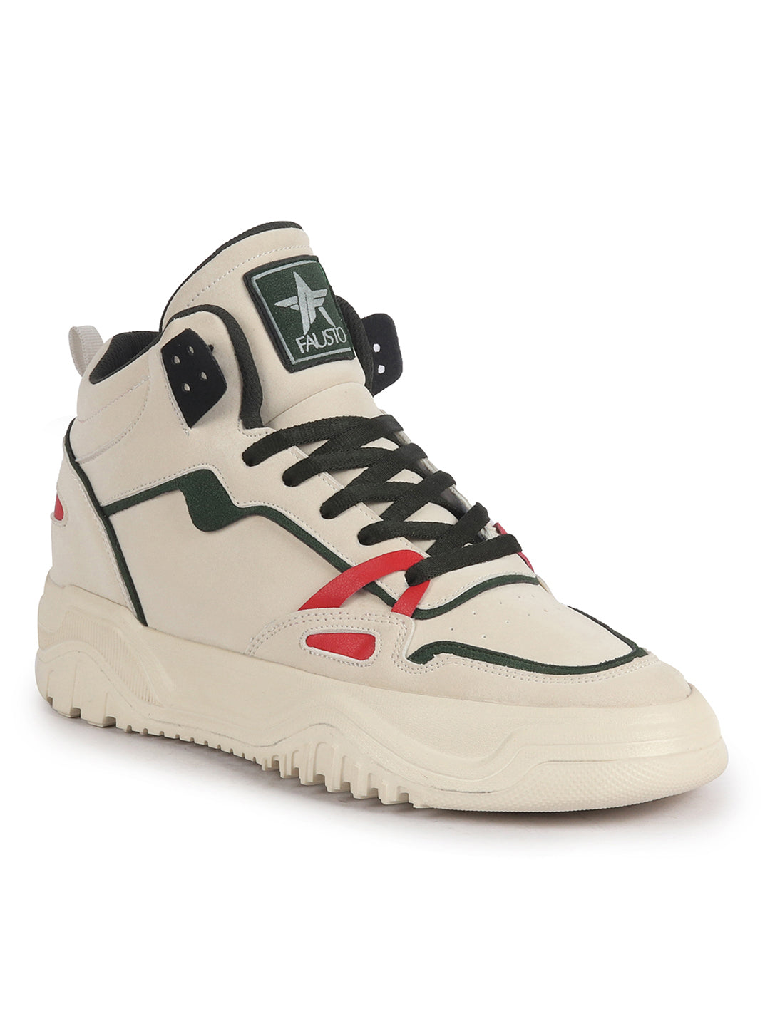 Buy Men's Green High Top Feather Lite Lace Up Sneakers Online