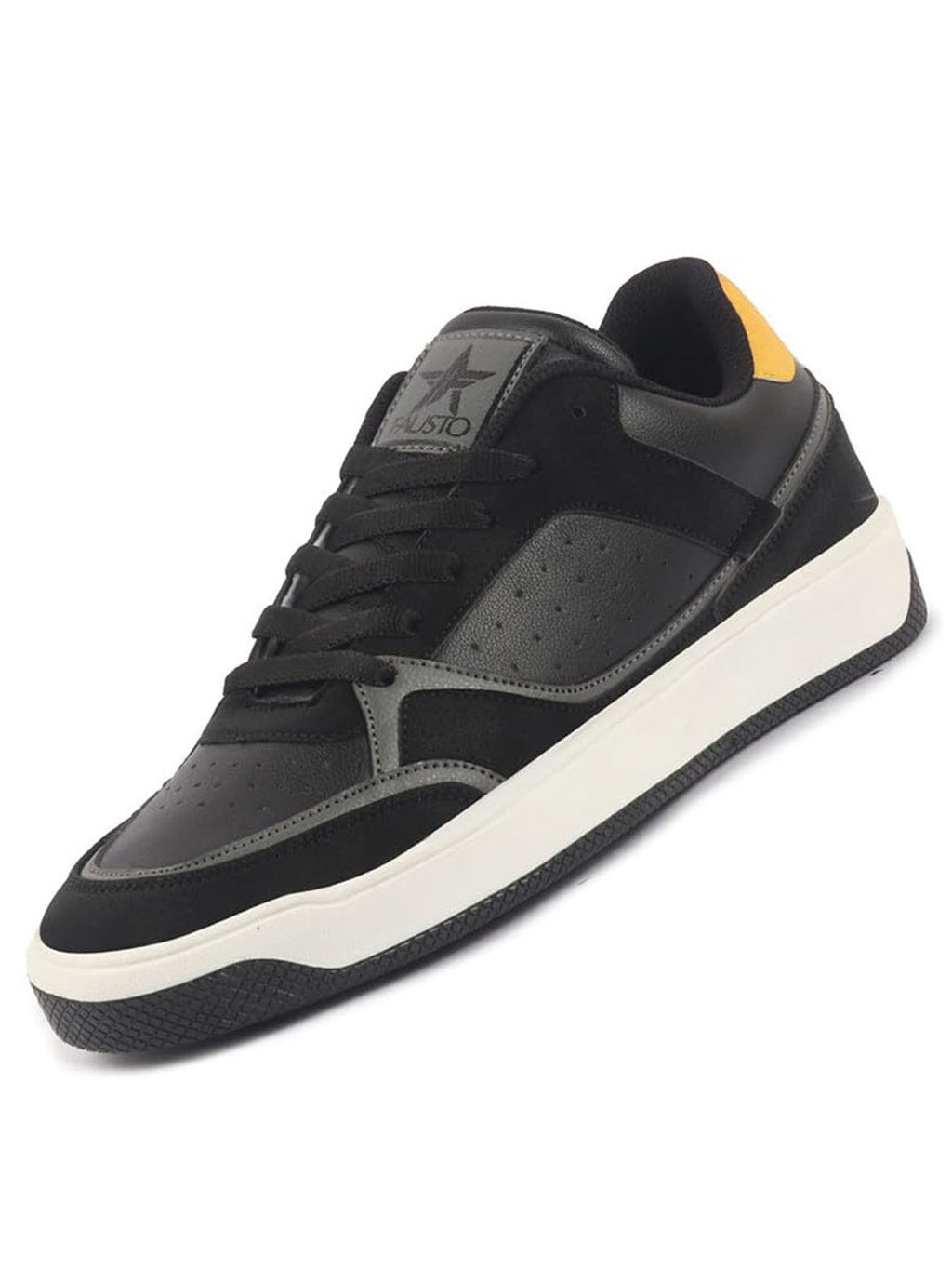 men black colorblocked low ankle contrast sole lace up sneakers