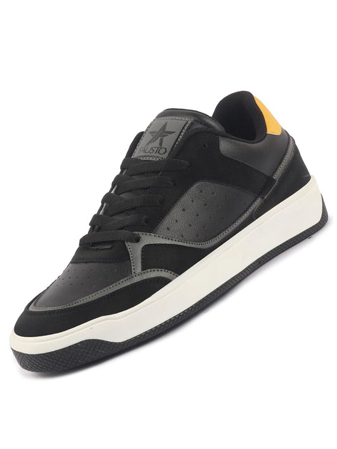 men black colorblocked low ankle contrast sole lace up sneakers