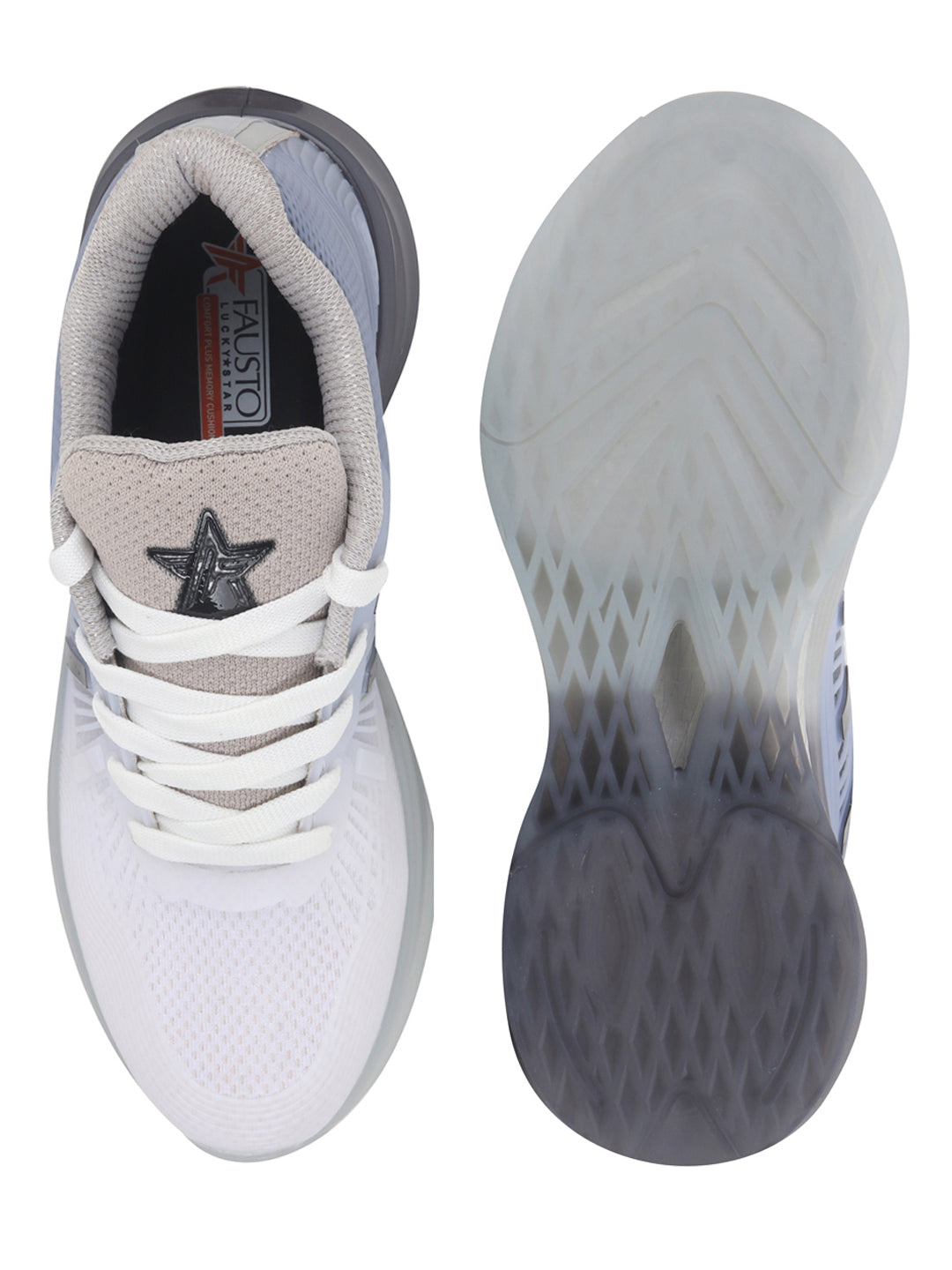 Shop FAUSTO Men Grey Breathable Sport Shoes|KPU Upper And Anti-Skid Bounce Back Phylon Sole|Athleisure Running Shoes|Lace Up Walking Shoes|Gym Shoes Online.