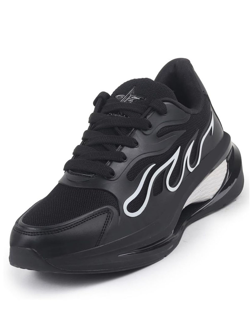 FAUSTO Men Black Athleisure Sneakers|Memory Cushion And Anti-Skid Bounce Back Phylon Sole|All Day Comfortable Walking Shoes|Gym And Training Shoes