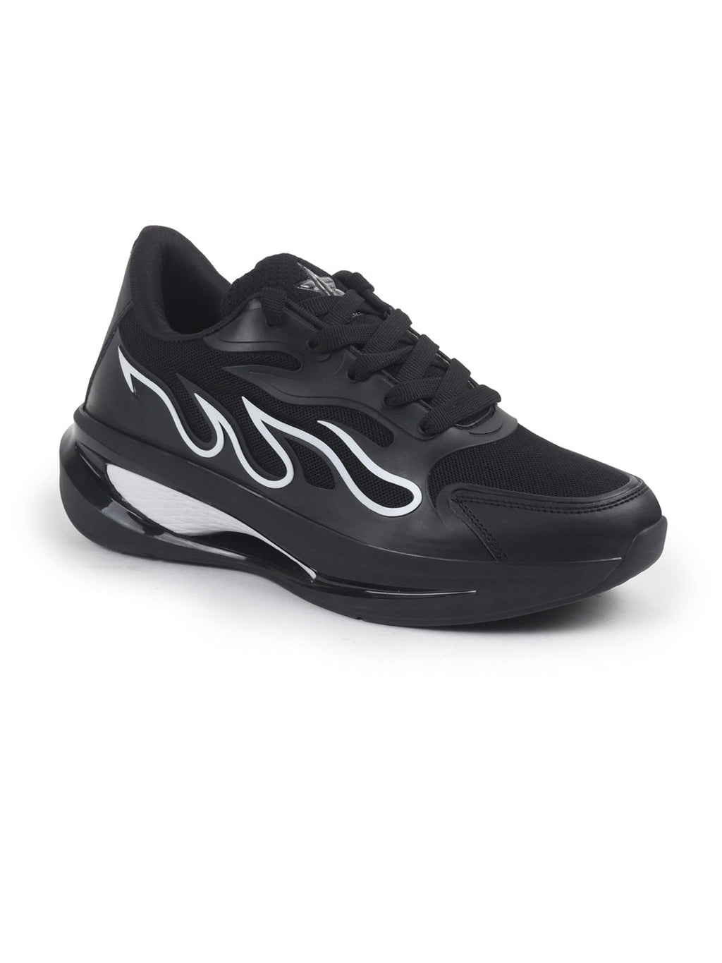 Shop FAUSTO Men Black Athleisure Sneakers|Memory Cushion And Anti-Skid Bounce Back Phylon Sole|All Day Comfortable Walking Shoes|Gym And Training Shoes Online.