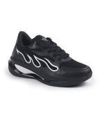Shop FAUSTO Men Black Athleisure Sneakers|Memory Cushion And Anti-Skid Bounce Back Phylon Sole|All Day Comfortable Walking Shoes|Gym And Training Shoes Online.
