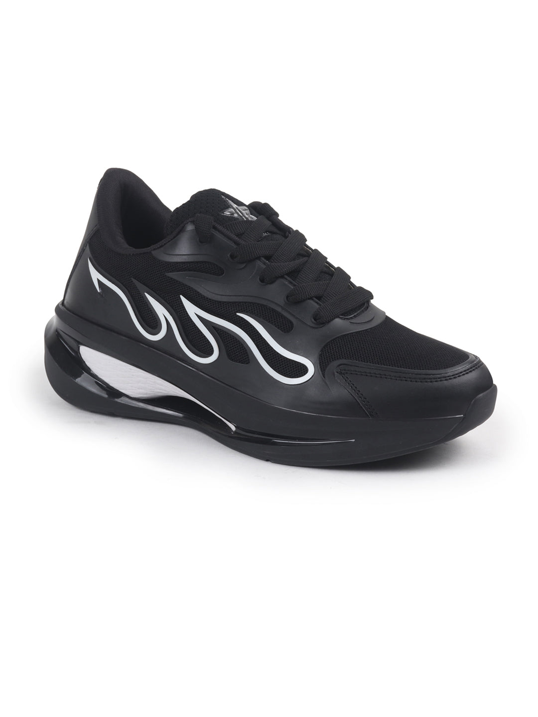 Shop FAUSTO Men Black Athleisure Sneakers|Memory Cushion And Anti-Skid Bounce Back Phylon Sole|All Day Comfortable Walking Shoes|Gym And Training Shoes Online.