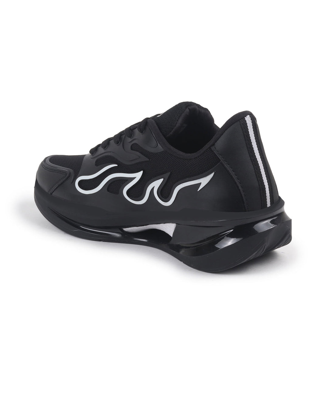 Shop FAUSTO Men Black Athleisure Sneakers|Memory Cushion And Anti-Skid Bounce Back Phylon Sole|All Day Comfortable Walking Shoes|Gym And Training Shoes Online.