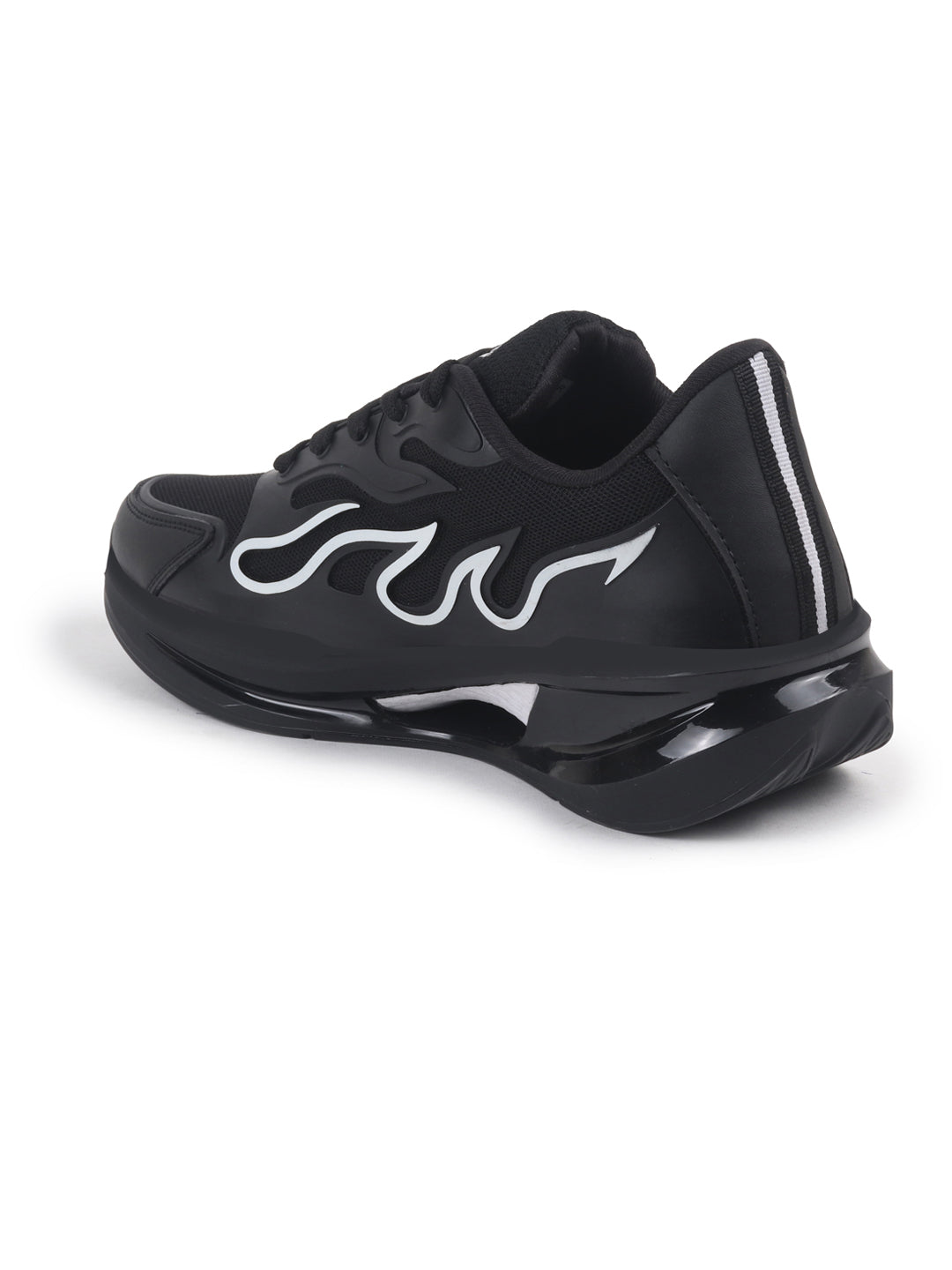 Shop FAUSTO Men Black Athleisure Sneakers|Memory Cushion And Anti-Skid Bounce Back Phylon Sole|All Day Comfortable Walking Shoes|Gym And Training Shoes Online.