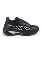 Shop FAUSTO Men Black Athleisure Sneakers|Memory Cushion And Anti-Skid Bounce Back Phylon Sole|All Day Comfortable Walking Shoes|Gym And Training Shoes Online.