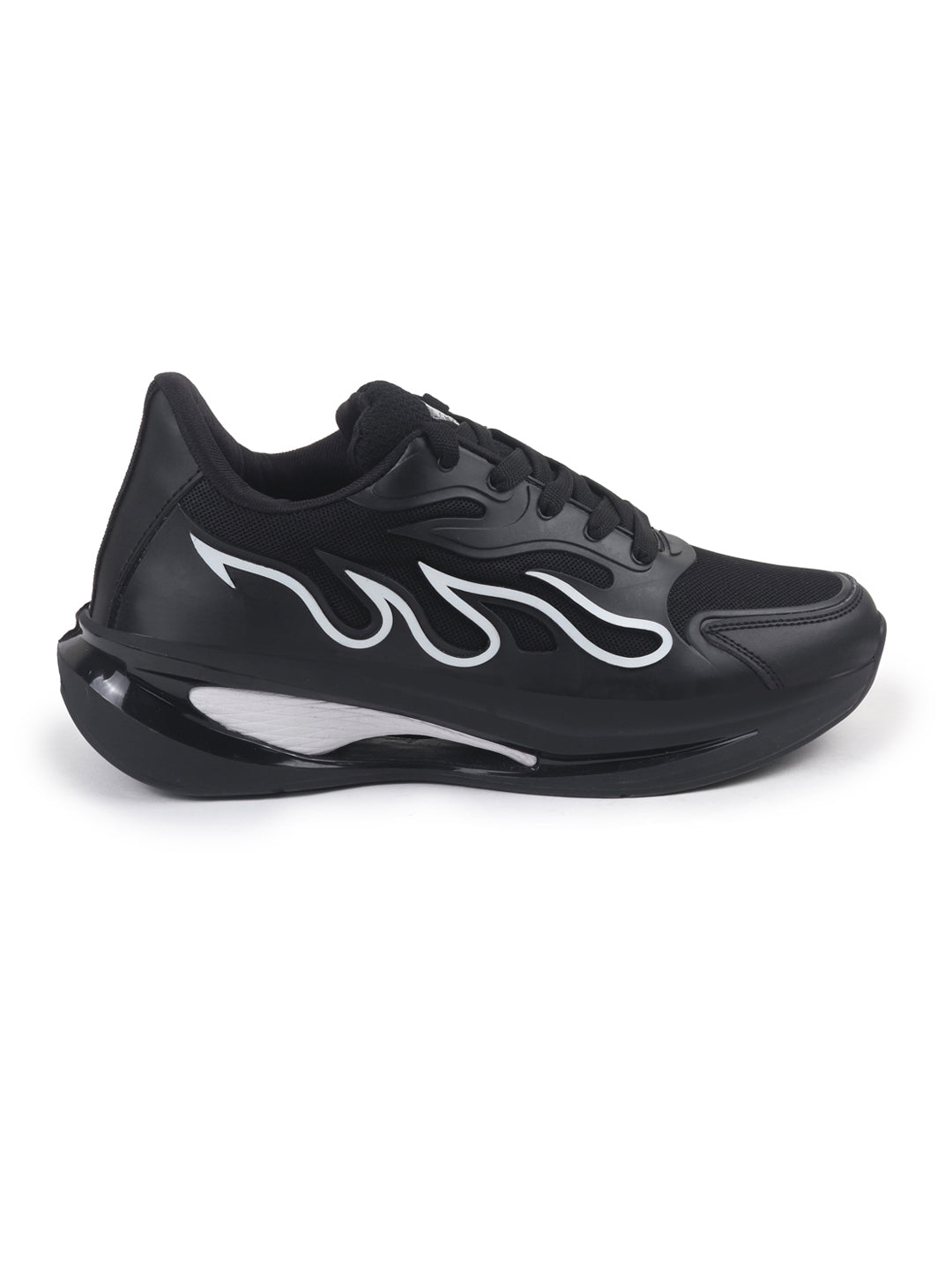 Shop FAUSTO Men Black Athleisure Sneakers|Memory Cushion And Anti-Skid Bounce Back Phylon Sole|All Day Comfortable Walking Shoes|Gym And Training Shoes Online.
