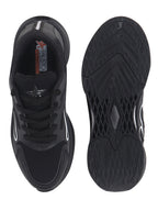 Shop FAUSTO Men Black Athleisure Sneakers|Memory Cushion And Anti-Skid Bounce Back Phylon Sole|All Day Comfortable Walking Shoes|Gym And Training Shoes Online.