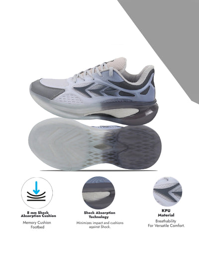 FAUSTO Men Grey Sports Running Sneakers|Memory Cushion And Anti-Skid Bounce Back Phylon Sole|All Day Comfortable Walking Shoes|Gym And Training Shoes