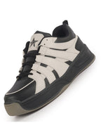 men cream/black colorblocked lace up sneakers