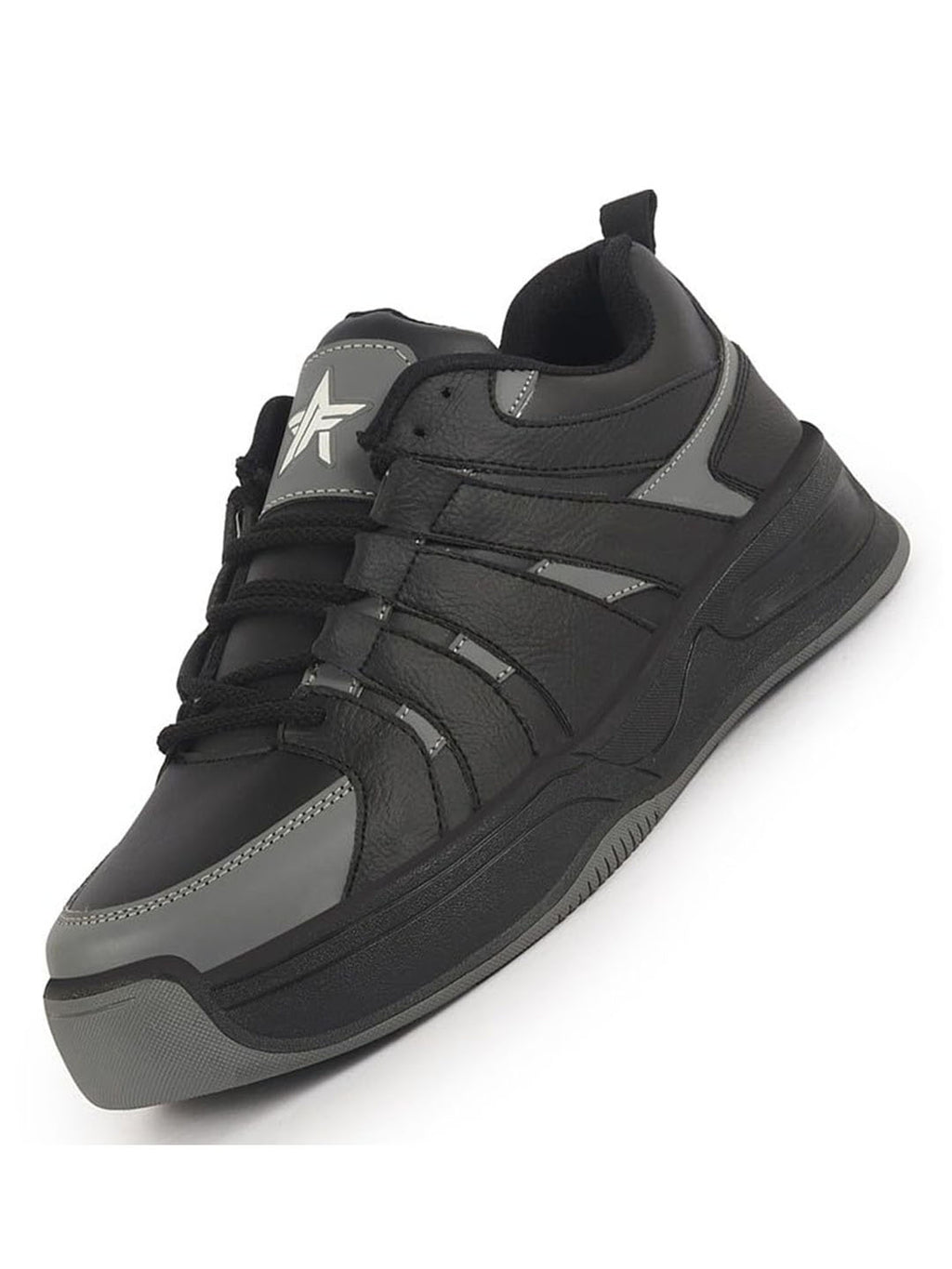 men grey/black colorblocked lace up sneakers