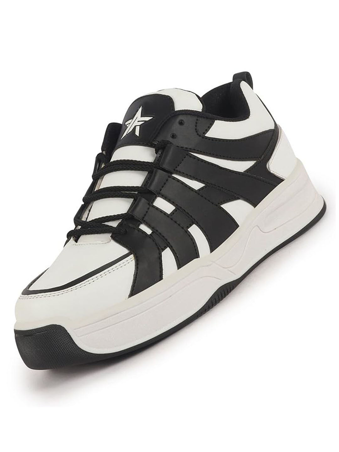 Men White Colorblocked Lace Up Sneakers| Sports Running Shoes|Anti-Skid Phylon Sole|Lace-Up Athleisure Shoes|Walking Shoes