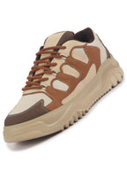 men brown colorblocked casual lace-up stylish sneaker