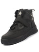 Men Black High Ankle Casual Chunky Lace Up Sneakers with Hook and Loop Closure Strap|Rubber Outsole High Top Basketball Shoes