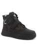 Men Black High Ankle Casual Chunky Lace Up Sneakers with Hook and Loop Closure Strap|Rubber Outsole High Top Basketball Shoes