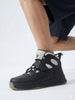 Men Cream Black High Ankle Casual Chunky Lace Up Sneakers with Hook and Loop Closure Strap|Rubber Outsole High Top Basketball Shoes