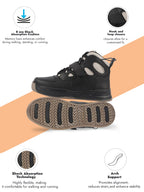 men cream black high ankle casual chunky lace up sneakers with hook and loop closure strap