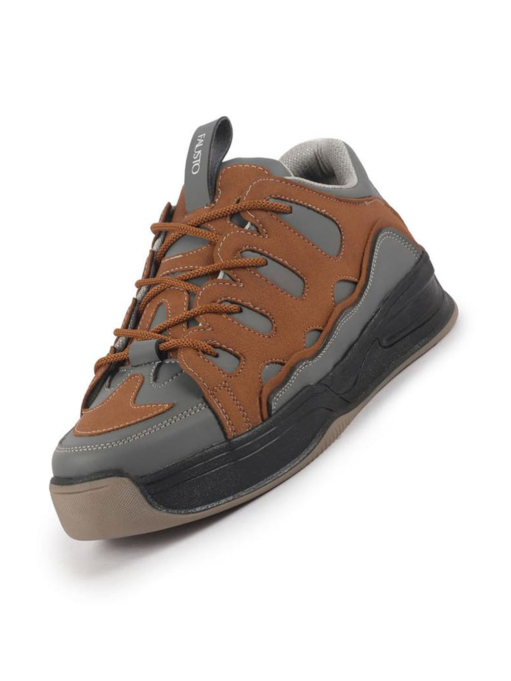 men tan retro streetwear chunky rugged sneakers 