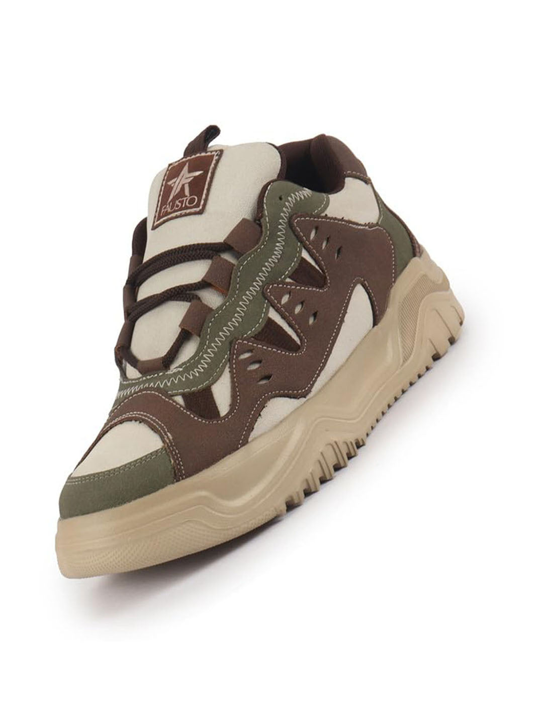 men olive retro design colorblocked athletic-inspired casual chunky sneaker 