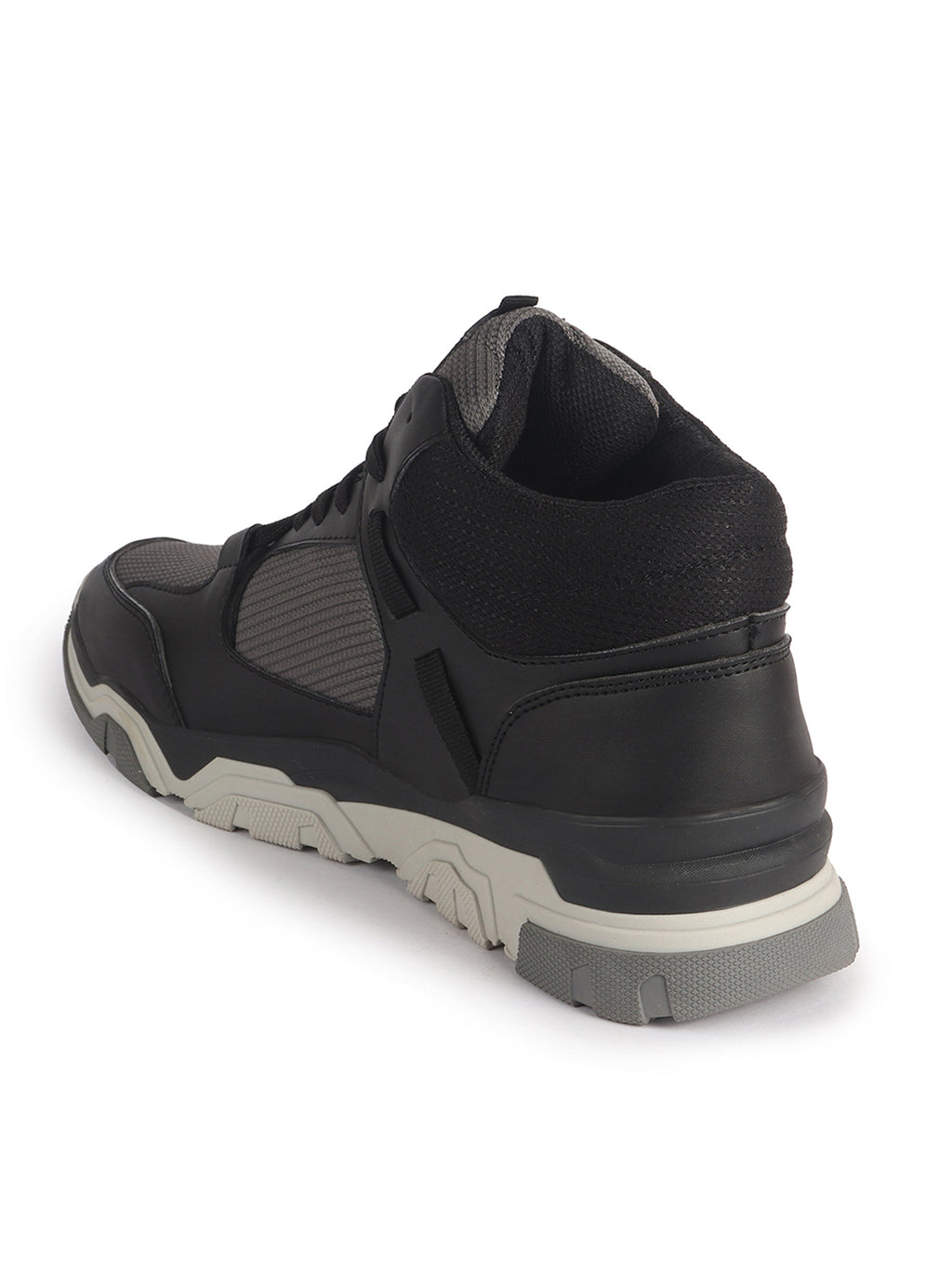 Men Black High-Top Heavy Duty Hikking Trekking Biking Boots | Breathable Athletic Lace Up Casual Shoes with Cushioned Insole | Street Style, Sports and Adventure