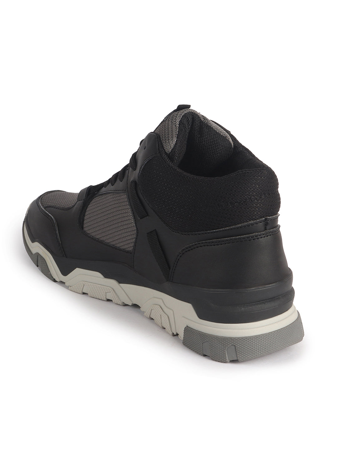 Men Black High-Top Heavy Duty Hikking Trekking Biking Boots | Breathable Athletic Lace Up Casual Shoes with Cushioned Insole | Street Style, Sports and Adventure