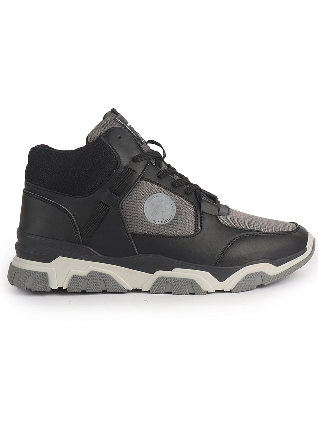 Men Black High-Top Heavy Duty Hikking Trekking Biking Boots | Breathable Athletic Lace Up Casual Shoes with Cushioned Insole | Street Style, Sports and Adventure