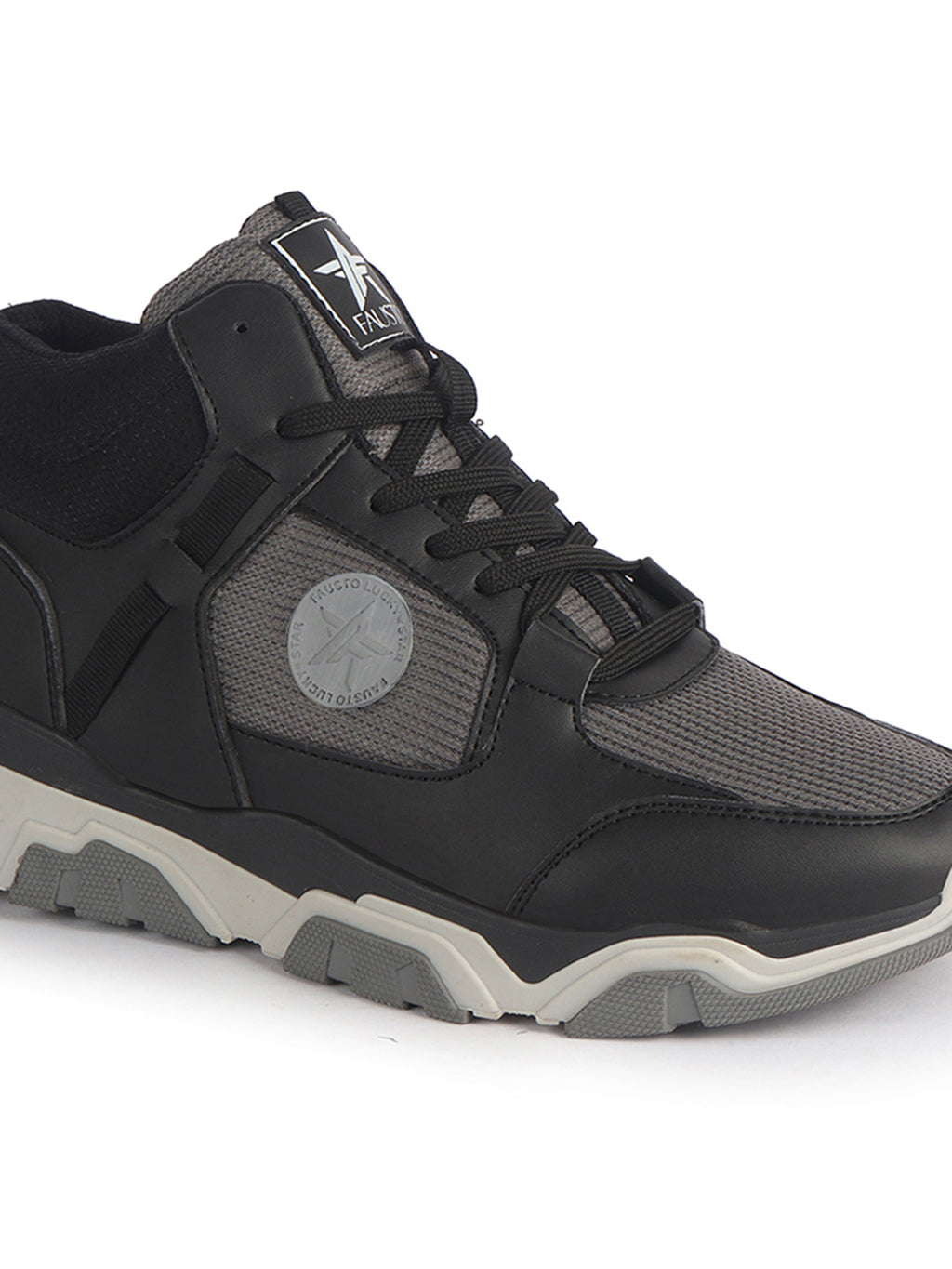 Men Black High-Top Heavy Duty Hikking Trekking Biking Boots | Breathable Athletic Lace Up Casual Shoes with Cushioned Insole | Street Style, Sports and Adventure