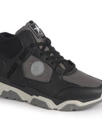 Men Black High-Top Heavy Duty Hikking Trekking Biking Boots | Breathable Athletic Lace Up Casual Shoes with Cushioned Insole | Street Style, Sports and Adventure