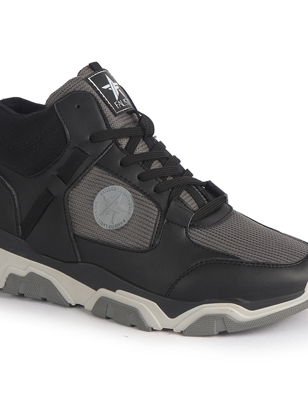 Men Black High-Top Heavy Duty Hikking Trekking Biking Boots | Breathable Athletic Lace Up Casual Shoes with Cushioned Insole | Street Style, Sports and Adventure