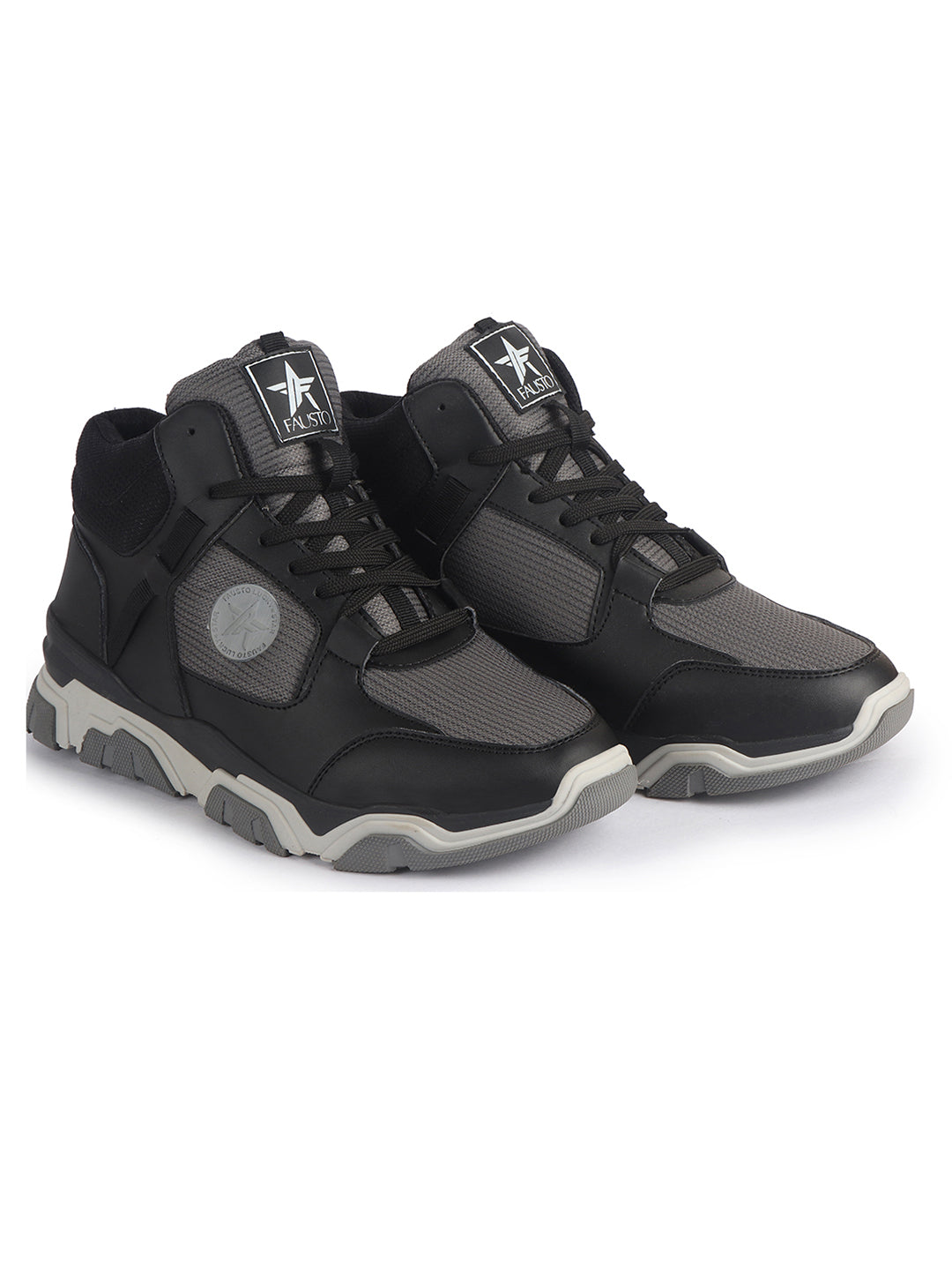 Men Black High-Top Heavy Duty Hikking Trekking Biking Boots | Breathable Athletic Lace Up Casual Shoes with Cushioned Insole | Street Style, Sports and Adventure