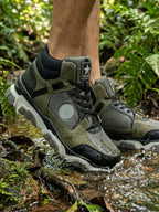 Men Olive High-Top Heavy Duty Hikking Trekking Biking Boots | Breathable Athletic Lace Up Casual Shoes with Cushioned Insole | Street Style, Sports and Adventure