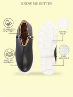 Shop Women Black Outdoor High Top Chunky Side Zipper Office Work Boots Online.