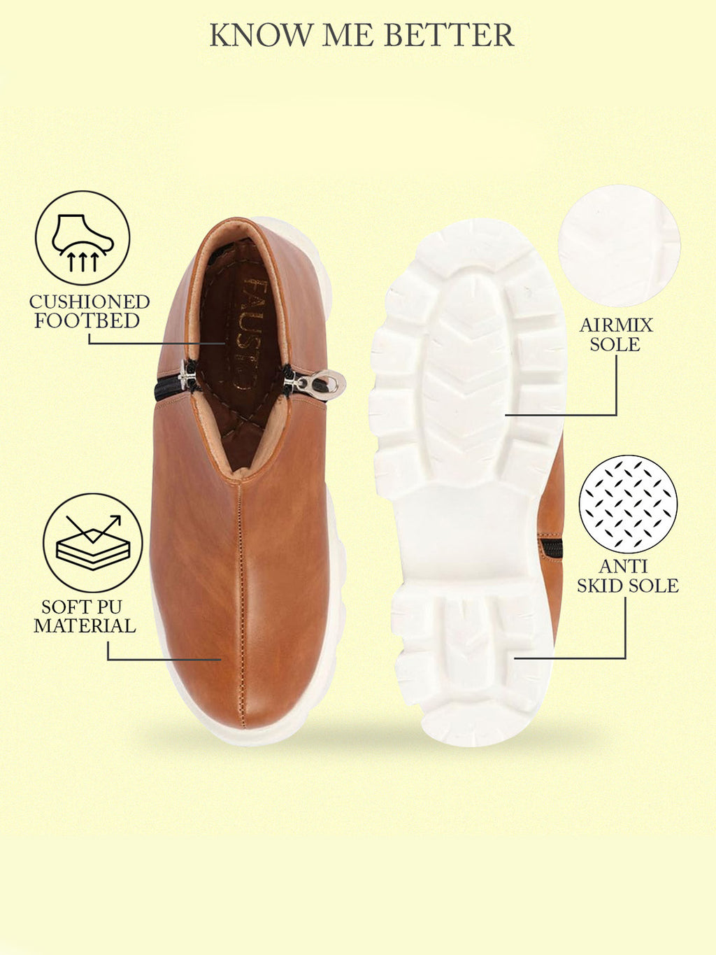 Shop Women Tan Outdoor High Top Chunky Side Zipper Office Work Boots Online.