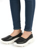 Women Black Outdoor Fashion Stitched Design Slip On Shoes