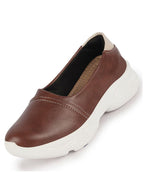 Shop Women Brown Outdoor Fashion Stitched Design Slip On Shoes Online.