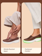 Shop Women Brown Outdoor Fashion Stitched Design Slip On Shoes Online.